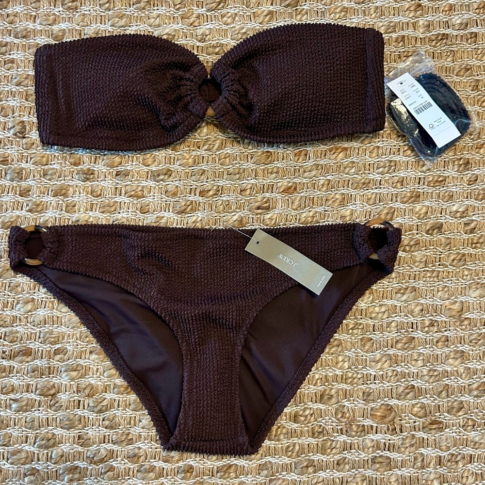J. Crew Bandeau Scrunchie Bikini with O-ring Sz Medium